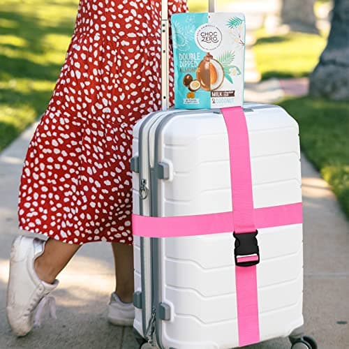 Luggage Suitcase Straps Set, Travel Accessories Thickened Luggage Belt with Quick Release Buckle, Adjustable Black Travel Luggage Straps for Suitcase Baggage (Pink, 2 PCS Set),(DBD001) — view 2