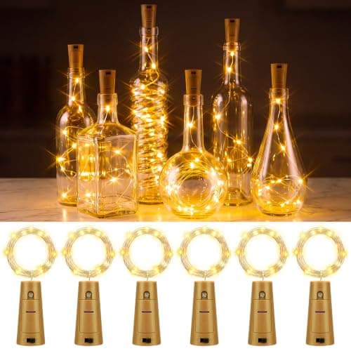 btfarm 6 Pack Bottle Lights with Cork 2M 20LED Fairy Light Battery Operated