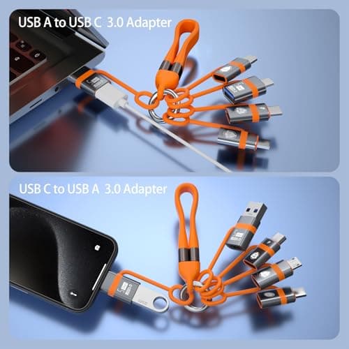Liaoan USB A to USB C 3.0 OTG Adapter,USB C to Micro Converter,IP to Type-C Converter, and Type-C to USB A OTG 3.0 Adapter. 240W USB C Data Cable,Supporting Fast Charging and Data Transfer.Orange — view 4
