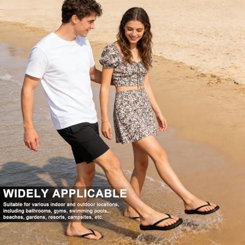 BBXWANG Unisex Flip Flops Ladies Womens Mens Black Flip Flops Rubber Flatform Beach Flipflops Shower Swimming Pool Shoes (Black, Adult, Men, 6, Numeric Range, UK Footwear Size System, 7, Medium) — view 5