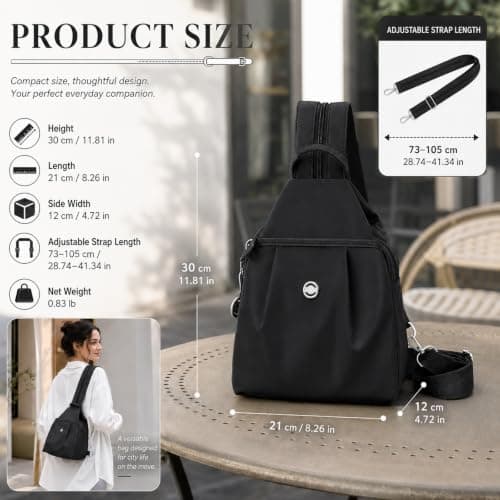 DVDVBOOM Anti Theft Backpack for Women, Convertible Backpack With Multi Pocket, Anti Theft Crossbody Bag Women Chest Shoulder Bags (Black) — view 2