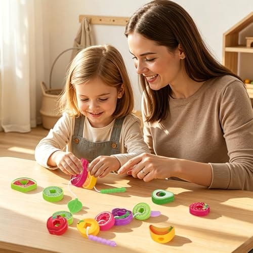 Kisangel Montessori Threading Toys for 2 3 Year Olds, Fruit Lacing Beads for Toddlers Girls Boys, Educational Preschool Learning Kit, Fine Motor Skills Toys for Kids, Lightweight Travel Activities — view 2