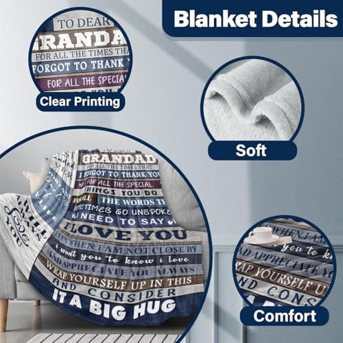 Dozon Grandad Gifts, Grandad Blanket 150x130cm, Grandad Birthday Gifts — view 6