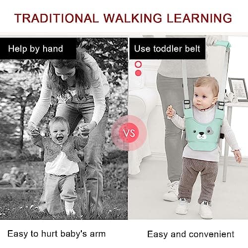 Vicloon Baby Walking Harness, Safe Walking Belt, Hand-Held Baby Walker, Removable, Adjustable Walking Harness, Breathable Handheld Baby Walker Toddler Walking Assistant - Green Puppy — view 4