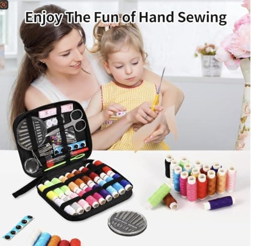 Zorvida Sewing Kit for Beginners and Adults, Portable Needle and Thread Kit for Clothing Repair, Gift for Mom Grandma Girls, Dorm Essentials (Black) — view 3