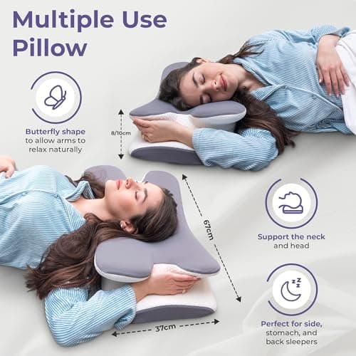 Comfortpad 2 in 1 Cervical Memory Foam Pillows for Neck & Shoulder Pain | Butterfly Pillow for Sleep Apnea | Ergonomic Side Sleeper Pillows for Neck Support | Contour Pillow for Back & Side Sleepers — view 5