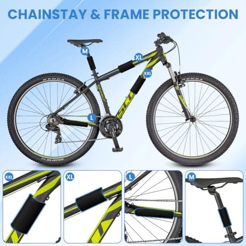 AOOWU Bicycle Frame Protector with 4 Different Sizes, Bike Racks Carbon Frame Protection, Bicycle Carrier Accessory, Transport Protection for Bike Racks, Chainstay Guards, Anti Rub and Scratch, Black — view 4