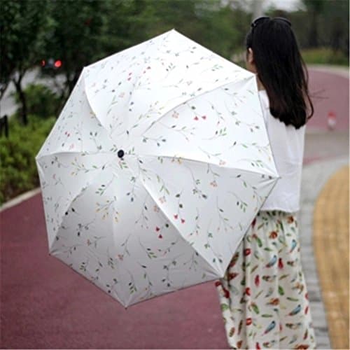Maibar Sun Umbrella for Women UPF 50 UV Umbrella spf 50 Compact Lightweight Mini Umbrellas Flower (Beige) — view 3