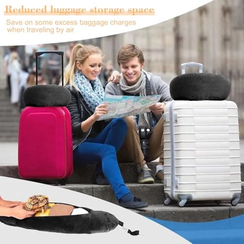 Stuffable Neck Pillow for Travel, 80 * 18.5cm Stuffable Travel Pillow with Adjustable Straps, Travel Pillow Stuffable with Clothes, Neck Pillow Stuffable for Extra Luggage Travel Essentials(Black) — view 6