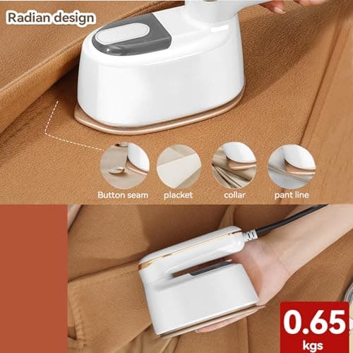 Unbbty Clothes Steamer, 2-IN-1 Travel Steamer for Clothes, Powerful steamer clothing for Travel, 1100W, Fast Heat-up, 3 Steam Levels Output, Handheld Steamer for Clothes (White) — view 6