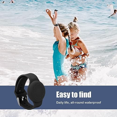 NQEUEPN Kids Wristband for Airtag, Waterproof Silicone Bracelet for kids Adjustable Soft Watch Band for airtag for Toddler Child GPS Tracking Tagging(Black) — view 6