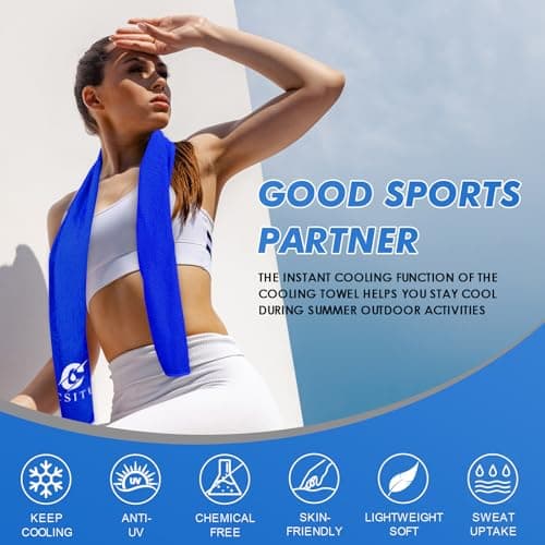 CSITE 4 Pack Cooling Towels (120x12cm) for Neck and Face, Ice Towel for Hot Weather, Soft Breathable Chilly Gym Towels, Microfiber Towel for Work Out, Yoga, Running, Camping & More Activities — view 6