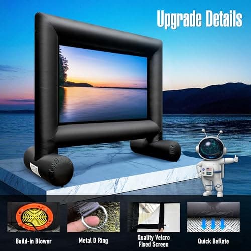 Sewinfla 12Ft Outdoor Inflatable Movie Projector Screen with Built-in Fan Supports Front and Rear Projection, Blow Up Movie Screen for Party, Easy to Set Up — view 3