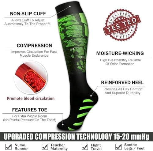 Compression Socks for Women and Men 15-20 mmHg 6 Pack Compression Stockings Circulation-Best Support for Medical,Running,Nursing,Athletic (A-Assorted-4, Large-X-Large) — view 6