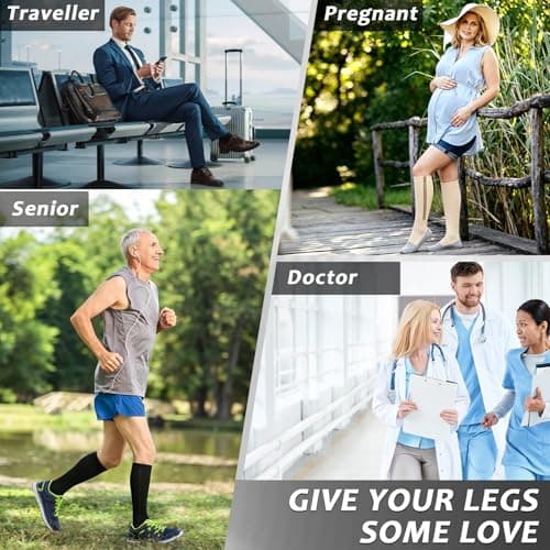 Ailaka 15-20 mmHg Zipper Compression Socks for Women Men, Closed Toe Support Graduated Medical Varicose Veins Hosiery, Perfect for Athletics, Running, Flight Travel, Support, Edema, Pregnancy — view 5