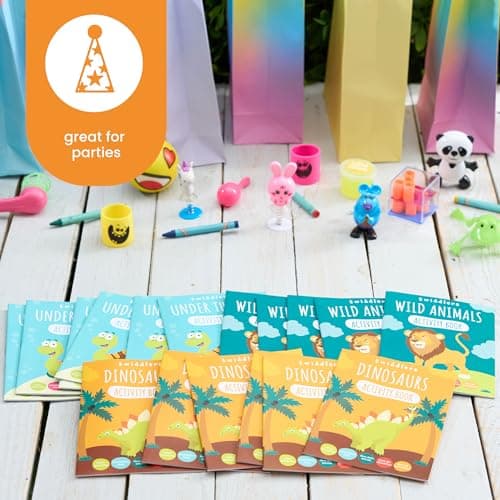THE TWIDDLERS 24 Mini Colouring Activity Books for Kids, A6 Size - Learning Safari Dinosaur & Sea Animals for Children, Perfect Mini Activity Books for Party Bags Birthday Favours Fillers (Ages 4-8) — view 4