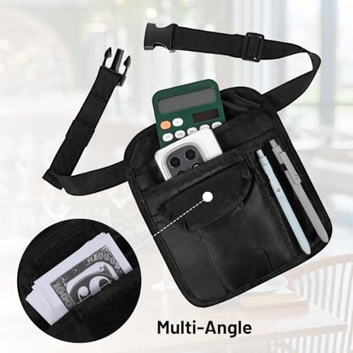 Chsoejuf Serving Apron, Restaurant Waiter Waist Pouch Bag with Pockets — view 6