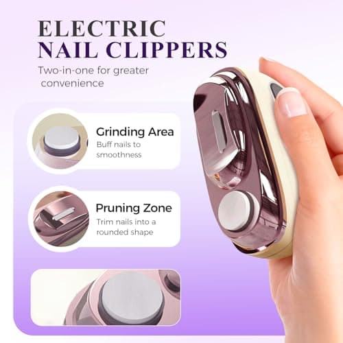 2-in-1 Smart Electric Nail Clipper with LED Light for Seniors, Beige — view 4