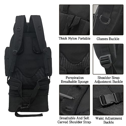 Lizbin 100L Camping Hiking Backpack, Military Tactical Backpack Molle Rucksack, Extra Large Hiking Backpack, Water Resistant Hiking Daypack, Outdoor Sports Backpack, Adjustable Sport Bags (Black) — view 5
