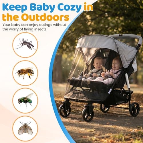 Mosquito Net for Pram, Universal, Black Tandem — view 4