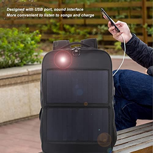 14W Solar Panel Power Backpack, Solar Powered Backpack, Laptop Bag Waterproof Ergonomic Solar Power Backpack with Handle and USB Charging Port — view 2
