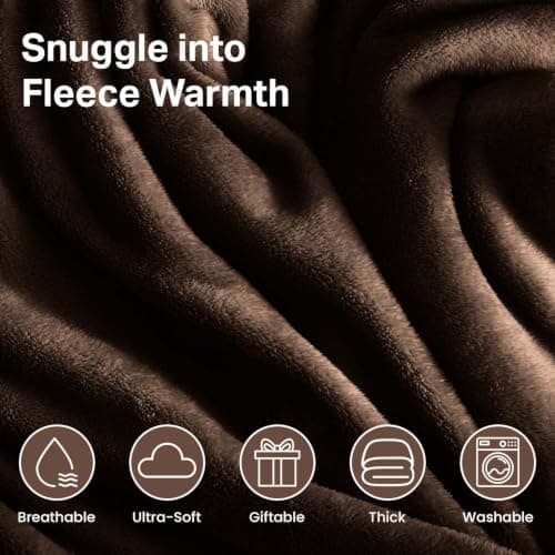 Oxford Homeware Fleece Blanket Sofa Throw Cuddly Reversible Soft Throws for Bed, Couch, Settee, Travel Lightweight and Breathable Blanket fit All Season (Brown, Throw/Single) — view 6