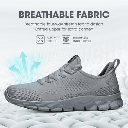 Womens Trainers Running Shoes Jogging Fitness Sneakers Lightweight Breathable Walking Gym Sports Casual Trainers Tennis Shoes，Grey Size 8 UK — view 3