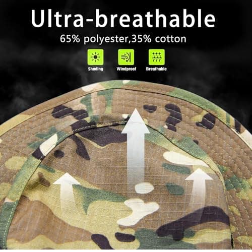 Ciyuhome Camo Boonie Hat for Men Women, Military UPF50+ Sun Cap Wide Brim Bucket Hats Jungle Hat for Fishing Hunting Safari Beach — view 3