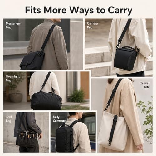 Solvind 2Pcs Adjustable Crossbody Shoulder Bag Straps, 90cm x 25mm Black Replacement Bag Belts with Quick Release Buckles, Universal DIY Accessories for Handbag Duffel Laptop Briefcase — view 6