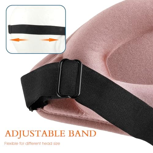 WLLHYF Silk Sleep Mask, 3D Stereo Deep Sleep Eye Mask Comfortable Adjustable Cute Block Out Light Eye Covers for Man and Woman All Night Sleep (Rose Gold) — view 4