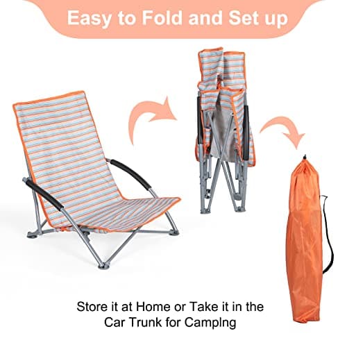 Unibos Set of 2 Folding Low Camping Chair, Lightweight,Foldable,Portable Garden Beach Chair Perfect for Camping,Garden,Festivals,Fishing,Caravan Trips and BBQs (Pink Multi) — view 6