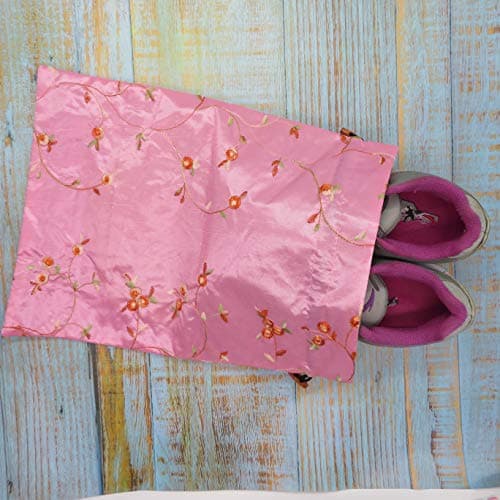 Ouyatoyu 4pcs Embroidered Silk Flower Design Jacquard Travel Bag, Laundry Bags Shoe Bags, Lingerie Bags Underwear Bags for Travel Storage for Men Women Washable Cloth Shoe Bags, color 1 — view 6