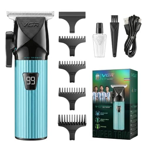 VGR 037 Mini Hair Trimmer for Men with Taper Lever and LED Display, Green