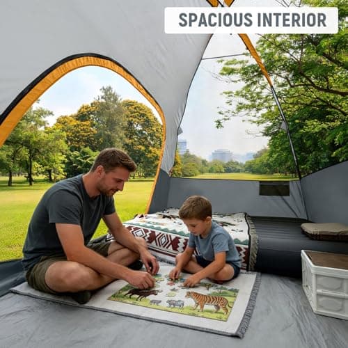 CAMPROS CP Large Family Tent for 6 People, Spacious Waterproof Camping Tent with 182 cm Standing Height, Easy Setup Dome Tent with Separate Living Space & Mesh Ventilation for Family Camping Holidays — view 3