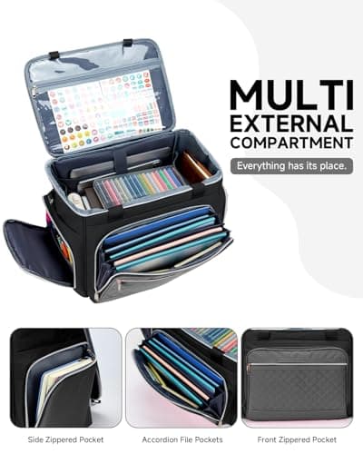 Amythe Rolling Teacher Tote Bag with Accordion File Organizer, 5 Wheels Laptop Briefcase with 15.6" Laptop Compartment, Wheeled Bag for Work, Office, Craft-Black — view 4