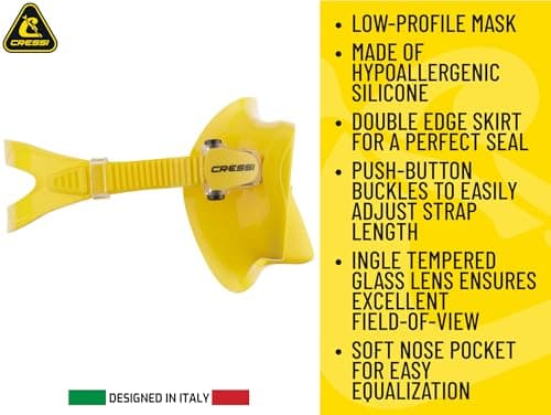 Cressi F1 Frameless Diving Mask - Anti-Fog Tempered Glass Snorkel Mask - Silicone Skirt for Secure Scuba Fit - Adjustable Buckles for Diving & Snorkelling - Transparent - One Size — view 4