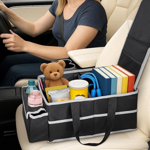 Youyijia Back Seat Organizer Foldable Car Organizer Front and Rear Seat Organizer with Dividers Cup Holders and Lids Suitable for Front Seat/Back Seat/Trunk Car Accessories Interior — view 6