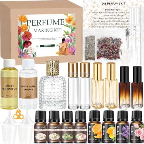 Perfume Making Kit, Vezerd DIY Roll On Perfume Making Kits for Women, Portable Pocket Solid Balm with Travel Size Bottle, Make Your Own Fragrance Blam Gifts for Girls Girlfriend