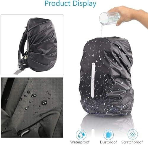 GUKOY Waterproof Rain Cover with Reflective Strap for Backpack, 2 Adjustable Anti Slip Cross Buckle Strap, Rainproof Snowproof Dustproof Anti-Frost Covers (S for 18-25L backpack) — view 2