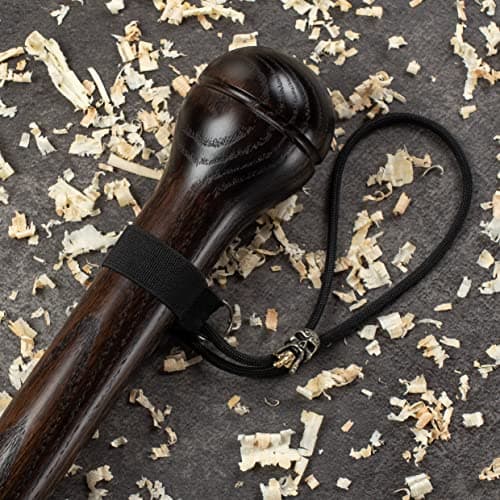 Asterom Handmade Walking Stick for Men - Solid Hardwood Carved Cane with Unique Paracord Skull Strap (Nutcracker) — view 6