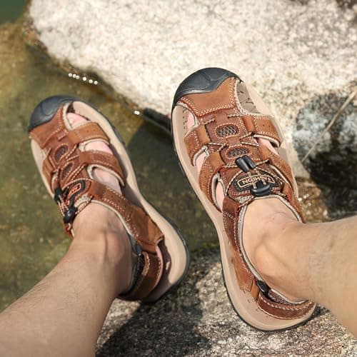 Letuwj Men's Sandals Travel Large Size Beach Sandals Open Toe Breathable Sandals Black 10 — view 2
