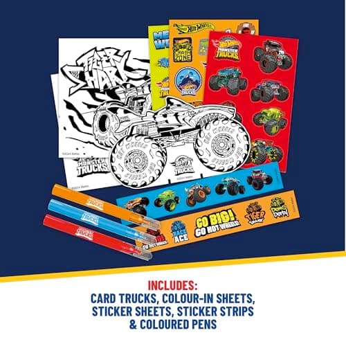 Hot Wheels Monster Trucks Sticker Activity Set, Colour-in Sheets - 1 Pack — view 4