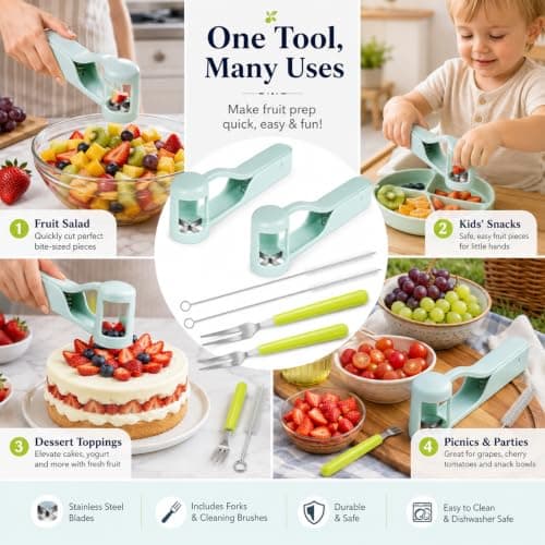2Pcs Grape Cutter for Toddlers, Grape Slicer, Stainless Steel — view 5