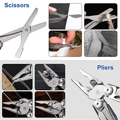 HONZIN Multitool Pliers 18-in-1 Stainless Steel Pocket Multi-Tool, Wire Cutters, Scissors, Screwdriver, Bottle and Can Openers, with Nylon Sheath, Camping, Outdoor, Repair — view 6