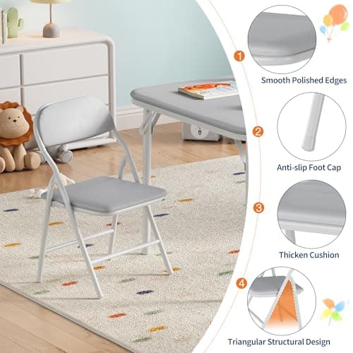 Aptliton 3-Piece Foldable Children's Activity Table & Chair Set, Lightweight Play Furniture for Toddlers with PU Leather Surface - Ideal for Dining, Crafts & Learning Activities — view 6