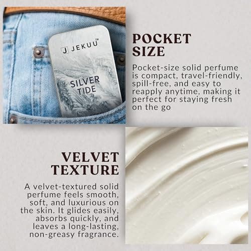JEKUU Silver Tide Solid Perfume (12g) | Alcohol-Free, Pocket Perfume, Fresh Aquatic Ocean Scent with Bergamot & Orange Blossom, Long-Lasting, Travel Size Fragrance — view 5