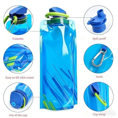 KxrTpx Collapsible Water Bottle, Foldable Water Bottle, Reusable Water Bottle, Set of 8 Water Pouches — view 3