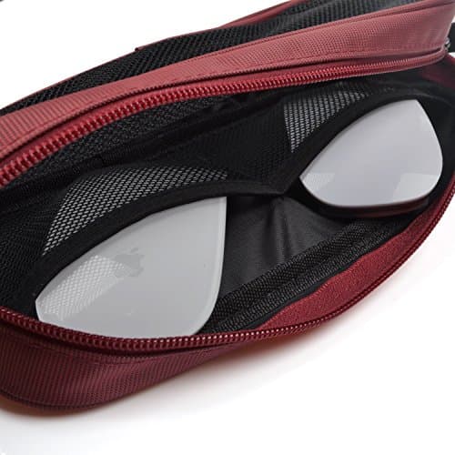 Universal Electronics Accessories Travel Organizer - Zipper Mesh Adapter Case for Laptop, Notebook, Tablet, Power, Mouse, Cord, USB Accessories - Red — view 3
