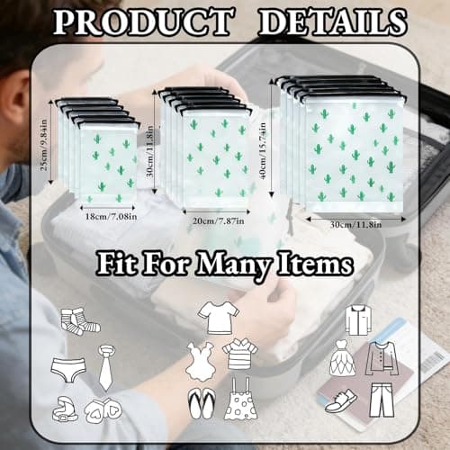 15Pcs Travel Shoe Bags, Dust Proof Shoe Storage Bags, 3 Sizes Reusable Travel Storage Bag, Underwear Bag, Transparent Waterproof Shoe Bags Storage, Drawstring Shoe Bag for Men Women Kid (Cactus) — view 2