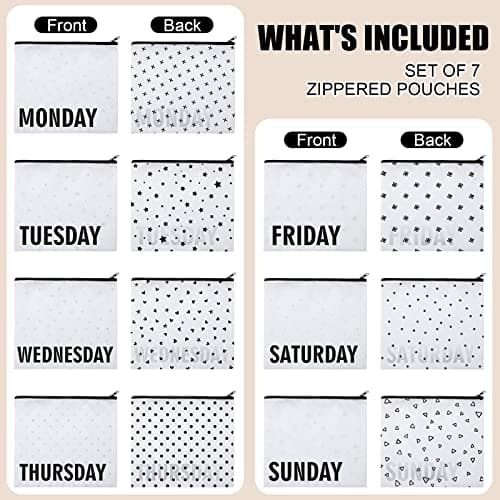 Oudain Packing Cubes Kids and Baby Travel Organizer Pouches Suitcases and Luggage Travel Accessories for Boys and Girls Summer Camp, Cruise, and Family Vacations, Days of Week, Black, White, One size — view 3